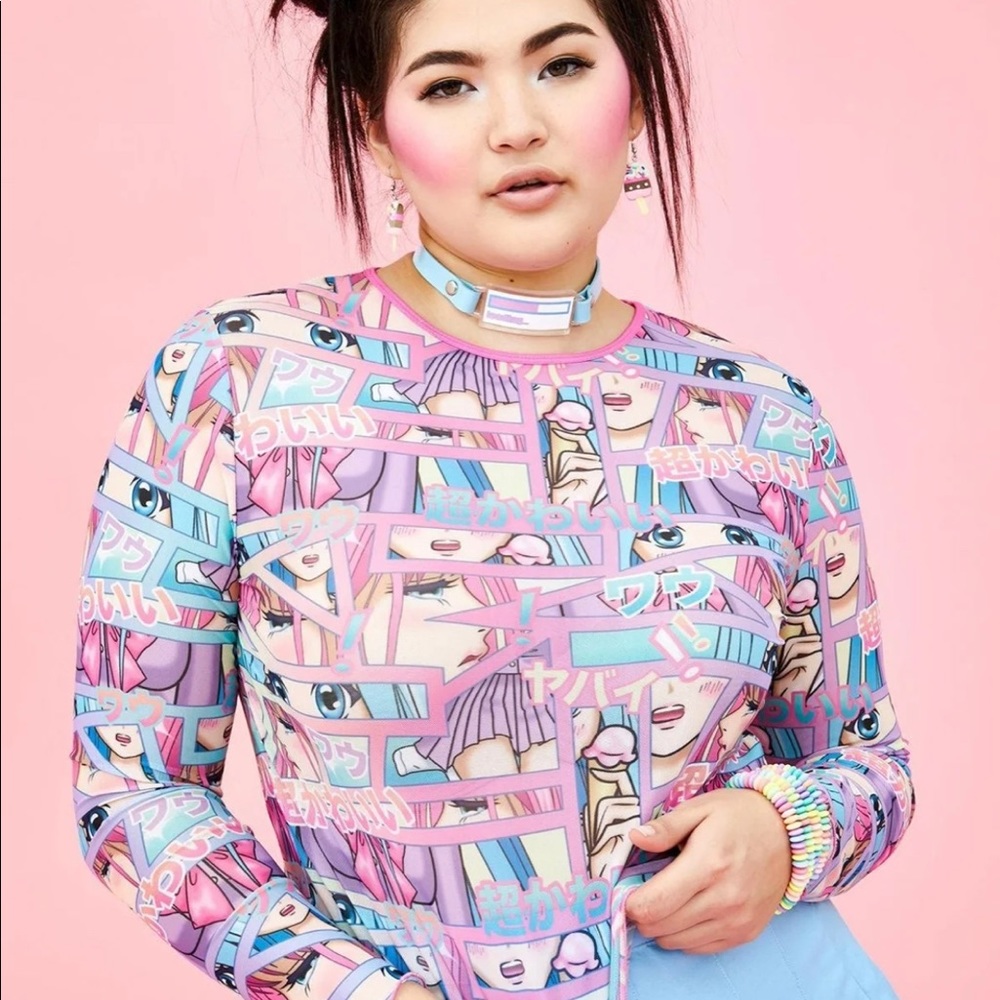 Dolls Kill Comic Scene Sheer Top 1XL